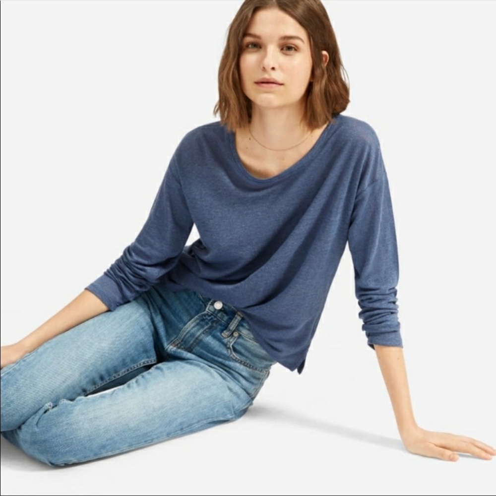 Everlane Linen Cropped Long Sleeve Tee